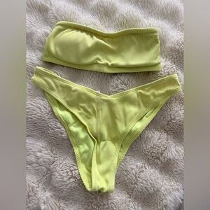 Ardene Yellow Ribbed Bikini Set